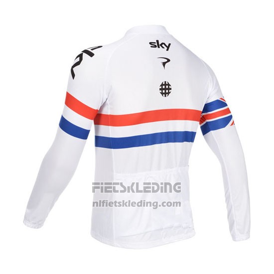 2013 Fietskleding Sky Kampioen Regno Unito Wit Lange Mouwen en Koersbroek